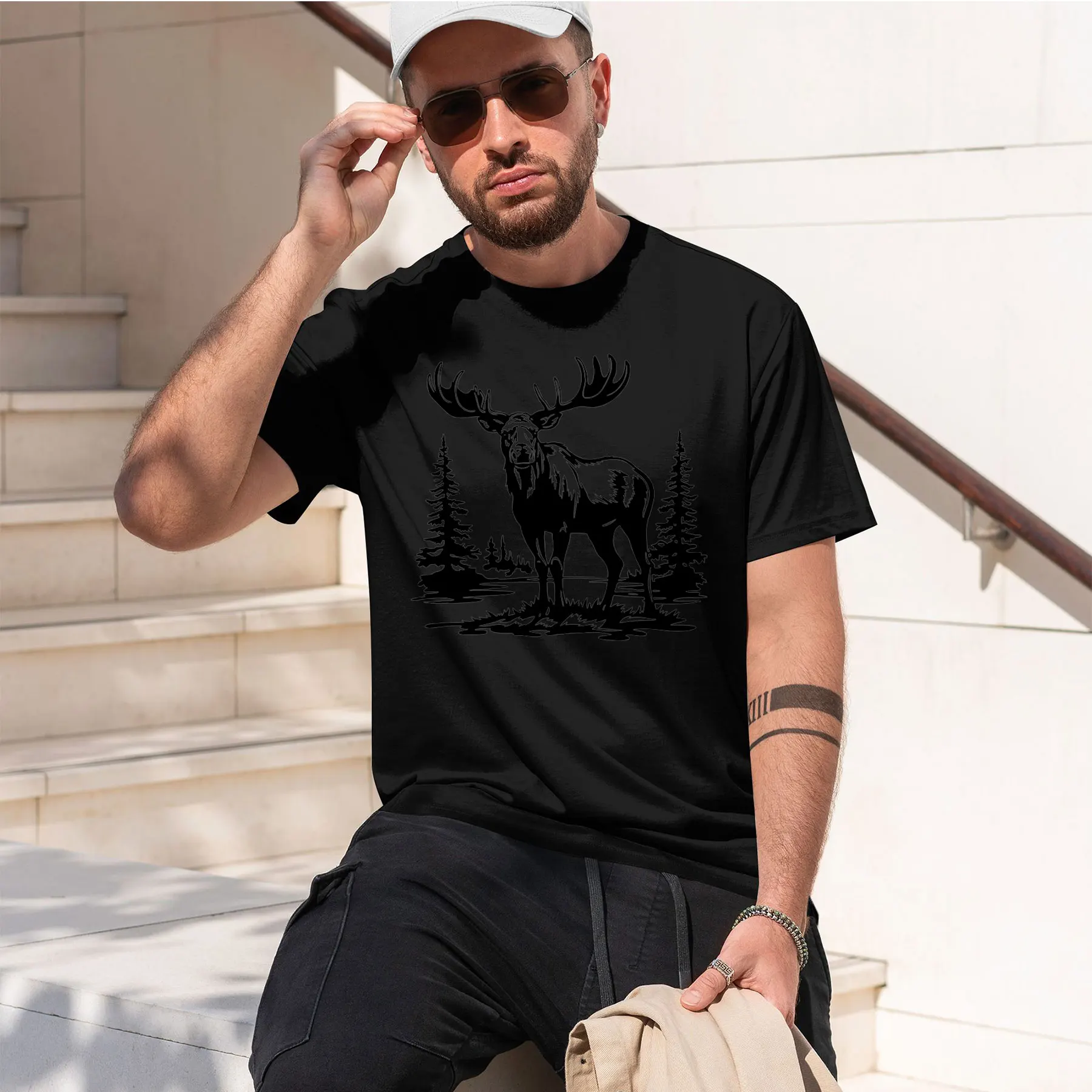 Commercial Printing File - เสื้อยืดคอกลมพิมพ์ลายย้อนยุคสุดฮิต รุ่น Moose Svg Cricut Cut