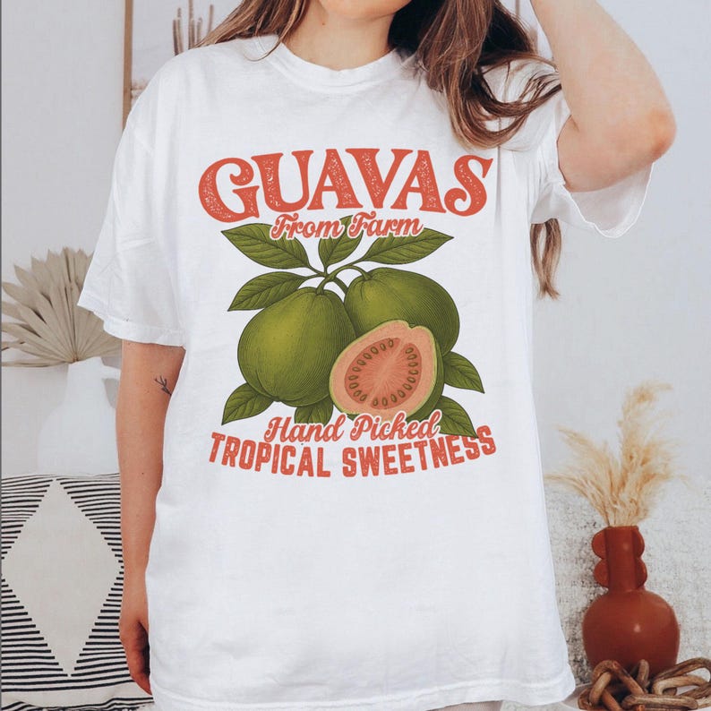 Commercial Printing Trends - เสื้อยืดลายกราฟิก Guavas Retro, เสื้อยืดลาย Guavas สไตล์วินเทจ,